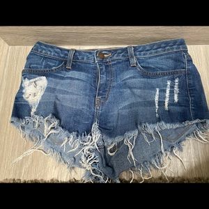 Vibrant miu denim jean shorts